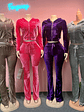 2025 Fall Sets for  Women's Hoodie Set Zipper Pocket Crop Top Jacket Velvet Jogging Suit Velour Tracksuits Women Two Piece Set - thumbnail 1