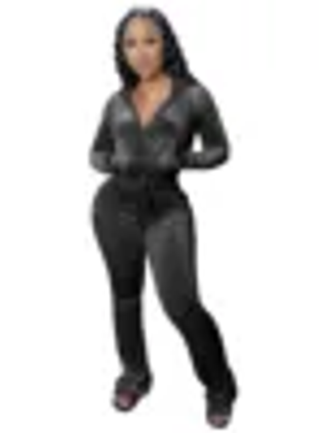 2025 Fall Sets for  Women's Hoodie Set Zipper Pocket Crop Top Jacket Velvet Jogging Suit Velour Tracksuits Women Two Piece Set 7