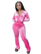 2025 Fall Sets for  Women's Hoodie Set Zipper Pocket Crop Top Jacket Velvet Jogging Suit Velour Tracksuits Women Two Piece Set - thumbnail 8
