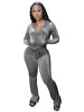 2025 Fall Sets for  Women's Hoodie Set Zipper Pocket Crop Top Jacket Velvet Jogging Suit Velour Tracksuits Women Two Piece Set - thumbnail 14