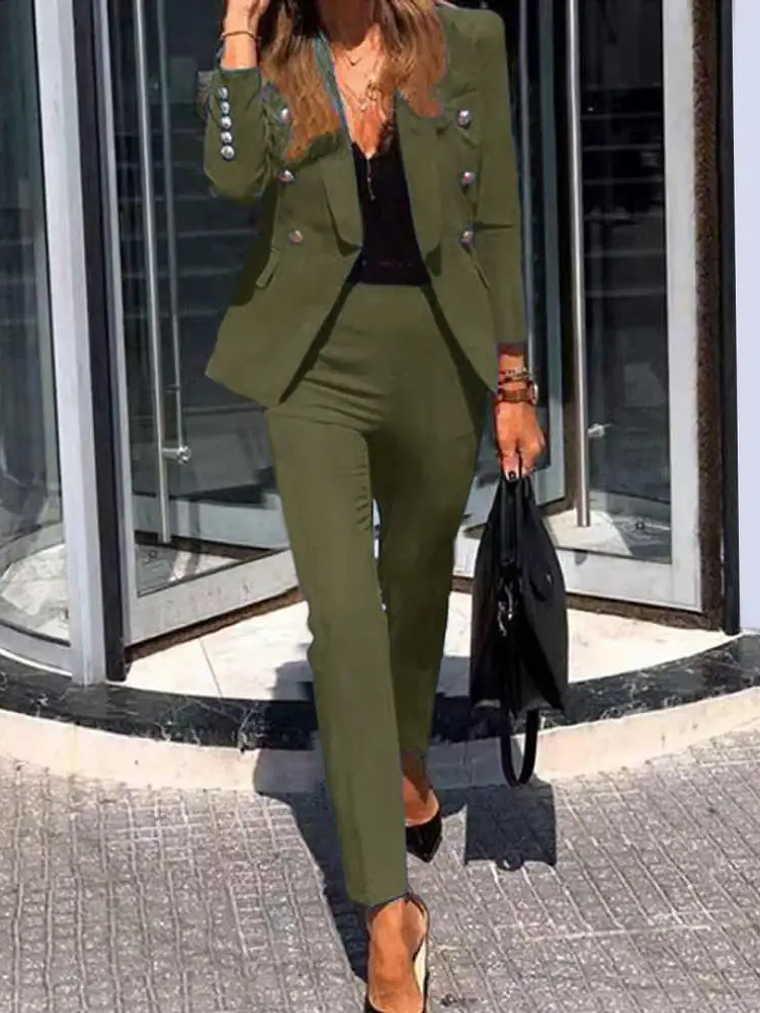 Women s Business Pant Suit Dressy Jackets High Waisted Pants Set Two Piece Formal Outfit for Work Office 5