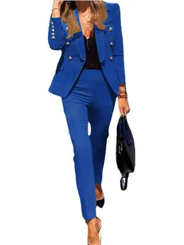 Women s Business Pant Suit Dressy Jackets High Waisted Pants Set Two Piece Formal Outfit for Work Office 7