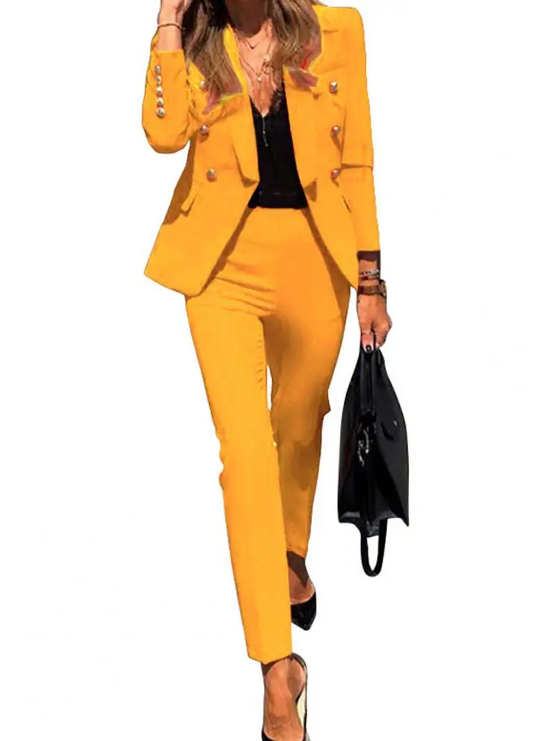 Women s Business Pant Suit Dressy Jackets High Waisted Pants Set Two Piece Formal Outfit for Work Office 10
