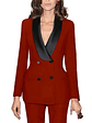 Women Custom Made Double Breasted 2 Pc Tuxedo Suit Satin Lapel Business Formal Office Women's suit set Black Suits Fashion Cloth - thumbnail 5
