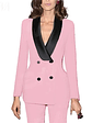 Women Custom Made Double Breasted 2 Pc Tuxedo Suit Satin Lapel Business Formal Office Women's suit set Black Suits Fashion Cloth - thumbnail 15