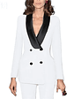 Women Custom Made Double Breasted 2 Pc Tuxedo Suit Satin Lapel Business Formal Office Women's suit set Black Suits Fashion Cloth - thumbnail 18