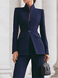 Women Suit 2 Pieces White Single Button Solid Slim For Wedding Business Work Office Daily Commute Casual Set Blazer And Pants - thumbnail 3