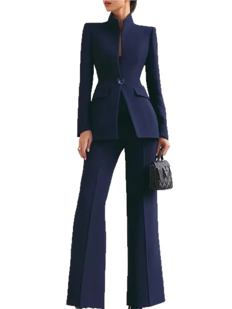 Women Suit 2 Pieces White Single Button Solid Slim For Wedding Business Work Office Daily Commute Casual Set Blazer And Pants 5