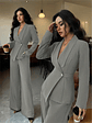 2025 women's suit temperament fashion long-sleeved blazer straight pants up and down two-piece set office wear women - thumbnail 3