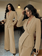 2025 women's suit temperament fashion long-sleeved blazer straight pants up and down two-piece set office wear women - thumbnail 4