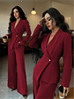 2025 women's suit temperament fashion long-sleeved blazer straight pants up and down two-piece set office wear women - thumbnail 7