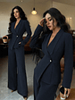 2025 women's suit temperament fashion long-sleeved blazer straight pants up and down two-piece set office wear women - thumbnail 9