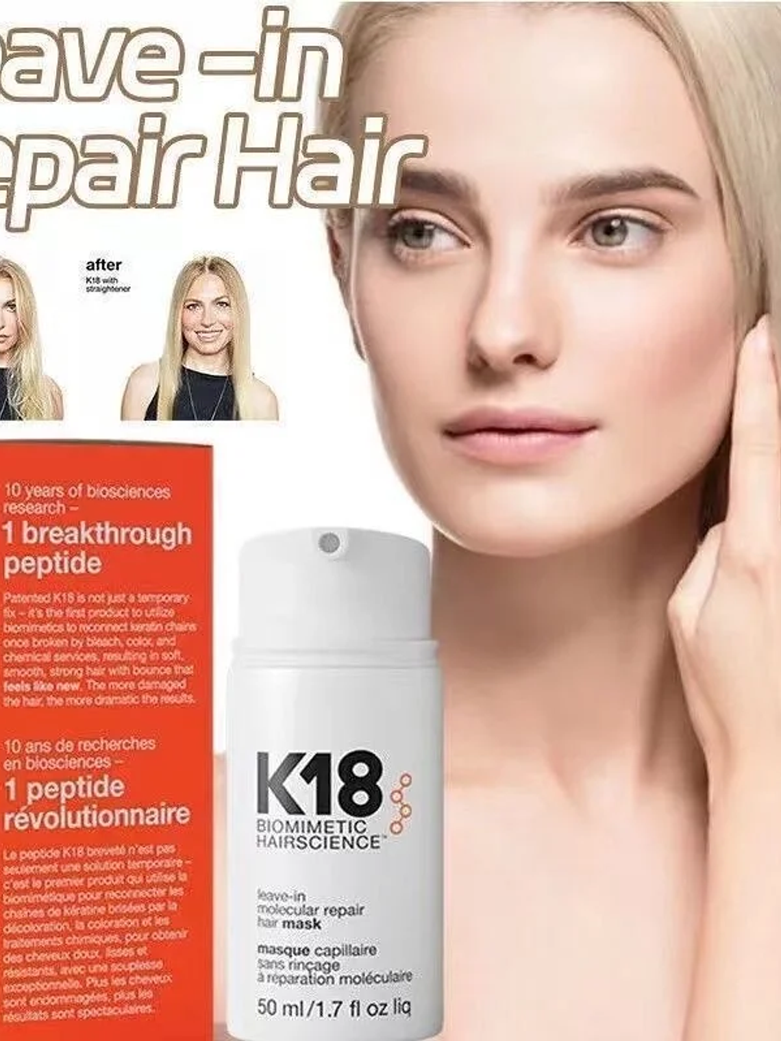K18 Leave-In Molecular Repair Hair Mask Deep Conditioning Keratin Treatment Soften Hair Smoothing Healthy Hair Care 50ml 150ml 6