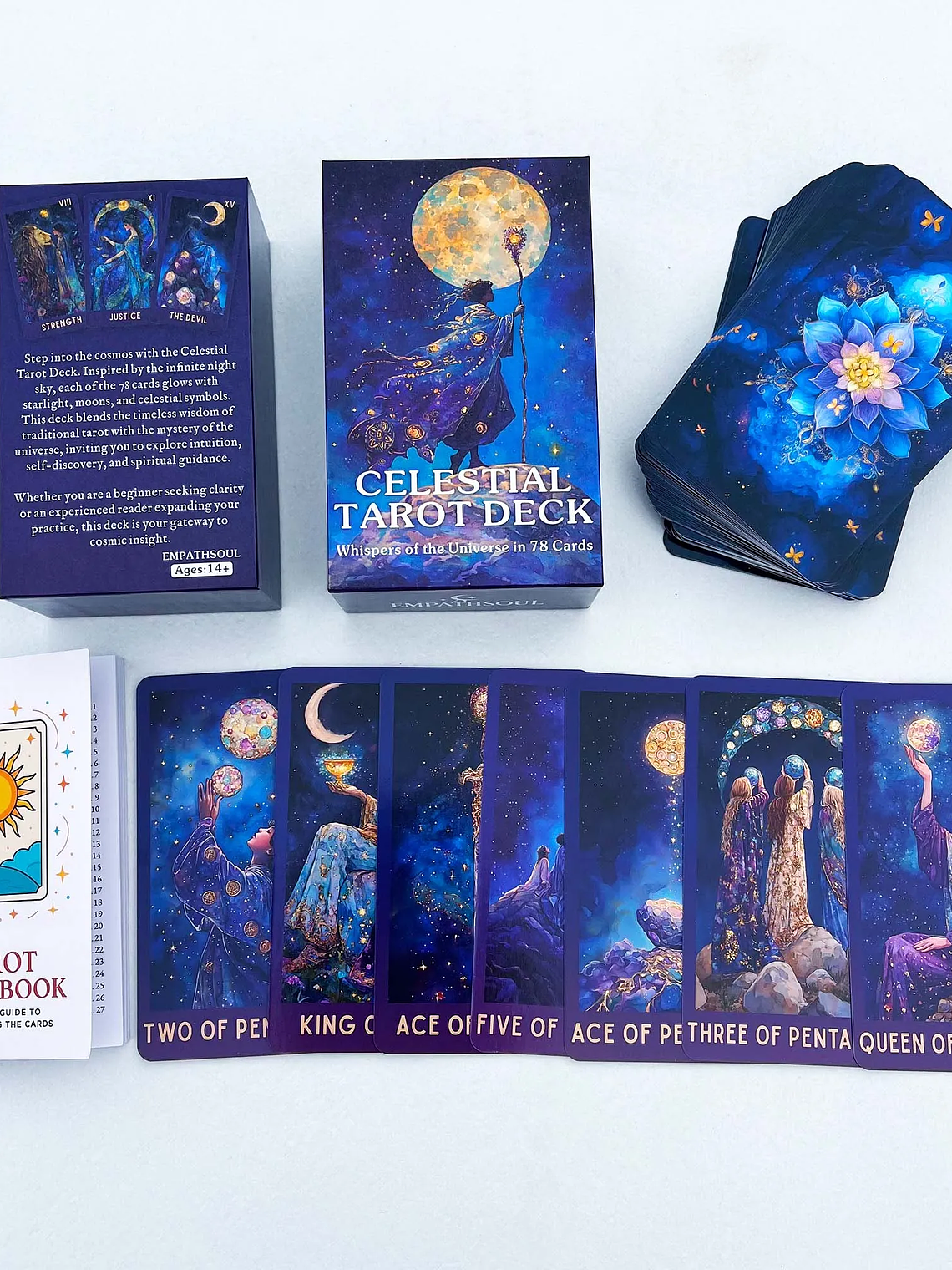 Celestial Tarot Deck, 78 English Tarot Cards with Guidebook, Beginner To Experienced, Wisdom of Traditional Tarot, 12x7cm 4