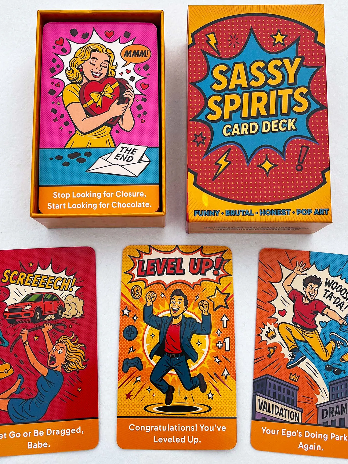 78 Card Deck,  Sassy Spirits Oracle Card Deck， Humorous Divination Cards, Includes Funny Honest Trendy Art Comic Style, 2