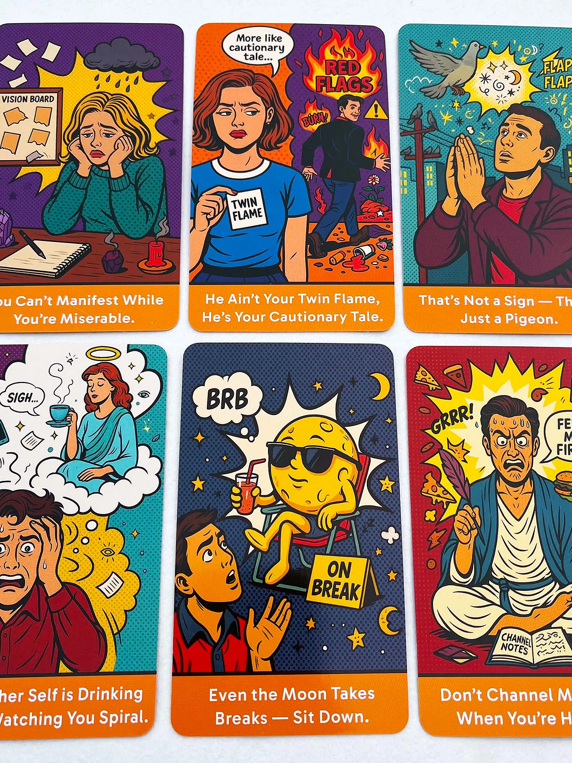 78 Card Deck,  Sassy Spirits Oracle Card Deck， Humorous Divination Cards, Includes Funny Honest Trendy Art Comic Style, 6