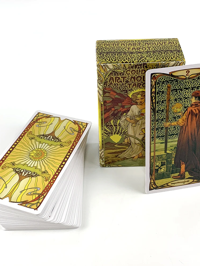 Golden Art Nouveau Tarot Deck 78 Cards Classic Occult Divination Tarot Cards For Beginners,Party Play Games For Family 4