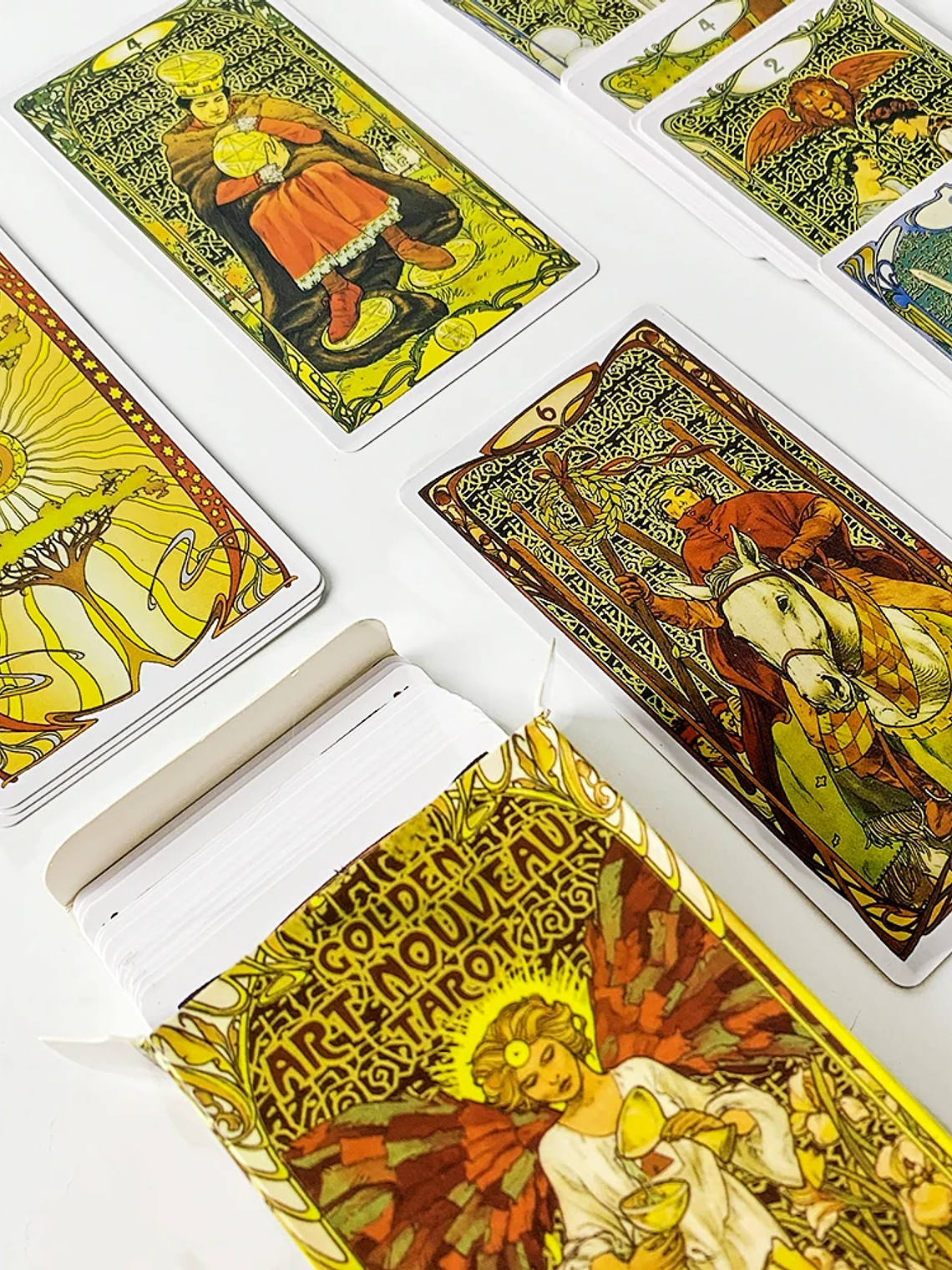 Golden Art Nouveau Tarot Deck 78 Cards Classic Occult Divination Tarot Cards For Beginners,Party Play Games For Family 5
