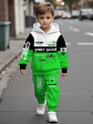 2pcs Boys' Set with racing- themed digital print design, including a long-sleeve hooded sweatshirt and sweatpants. A clothing gift for kids, of comfortable fabric. Suitable for autumn and winter, this - thumbnail 2