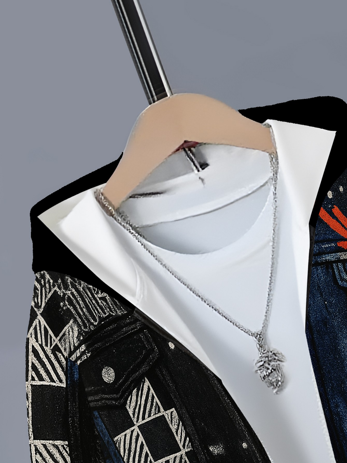 Boys' Trendy and Cool Stylish Denim Print Pattern Set, Including a Zip-Up Hooded Jacket and Sports Pants Two-Piece Set. Made of Comfortable and Breathable Fabric, Machine Washable. Suitable for Childr 4