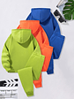 3 sets of popular boys' autumn and winter hooded sets with digital 3D printing solid color blue, orange, and blue three color hooded sweatshirt+sports pants set, fashionable and versatile, suitable fo - thumbnail 2