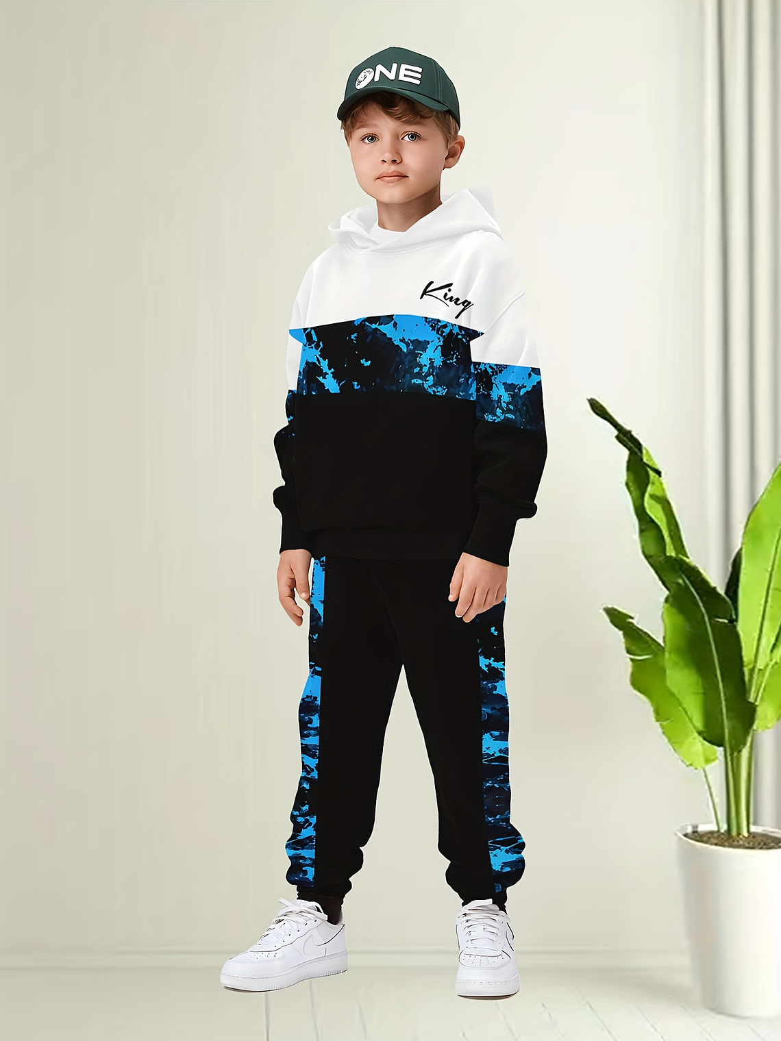 6pcs Boys' 3D Printed Sweater & Pants Suit - Hooded Pullover Sweaters and Matching Sweatpants, Casual Spring/Fall Outfits, Machine Washable Sweaterdress for to Teen Boys (Regular Fit), Perfect for Out 4