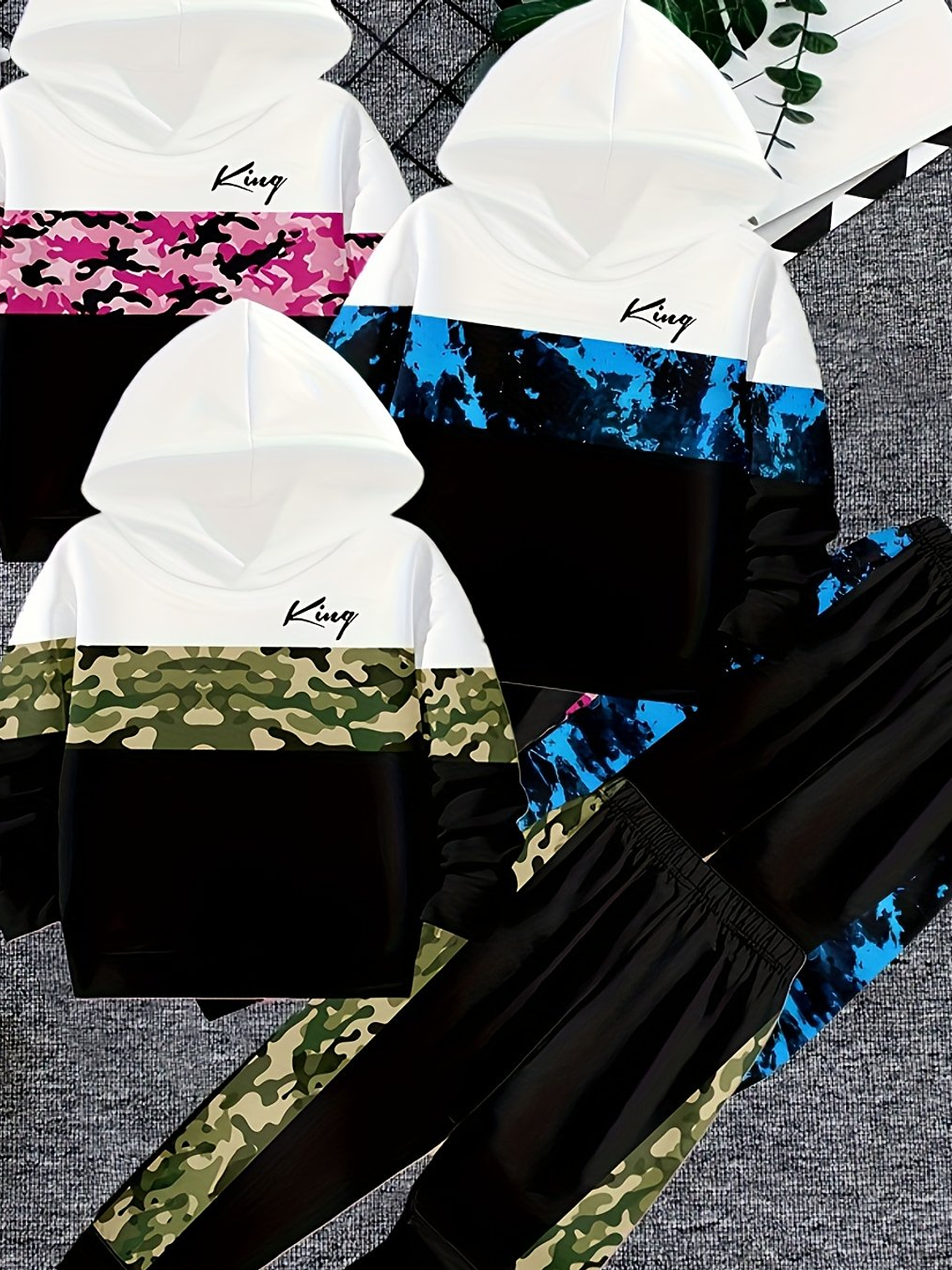 6pcs Boys' 3D Printed Sweater & Pants Suit - Hooded Pullover Sweaters and Matching Sweatpants, Casual Spring/Fall Outfits, Machine Washable Sweaterdress for to Teen Boys (Regular Fit), Perfect for Out 6