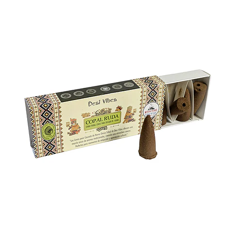 Incienso Cono Cascada Jumbo Copal Ruda - Desi Vibes 
