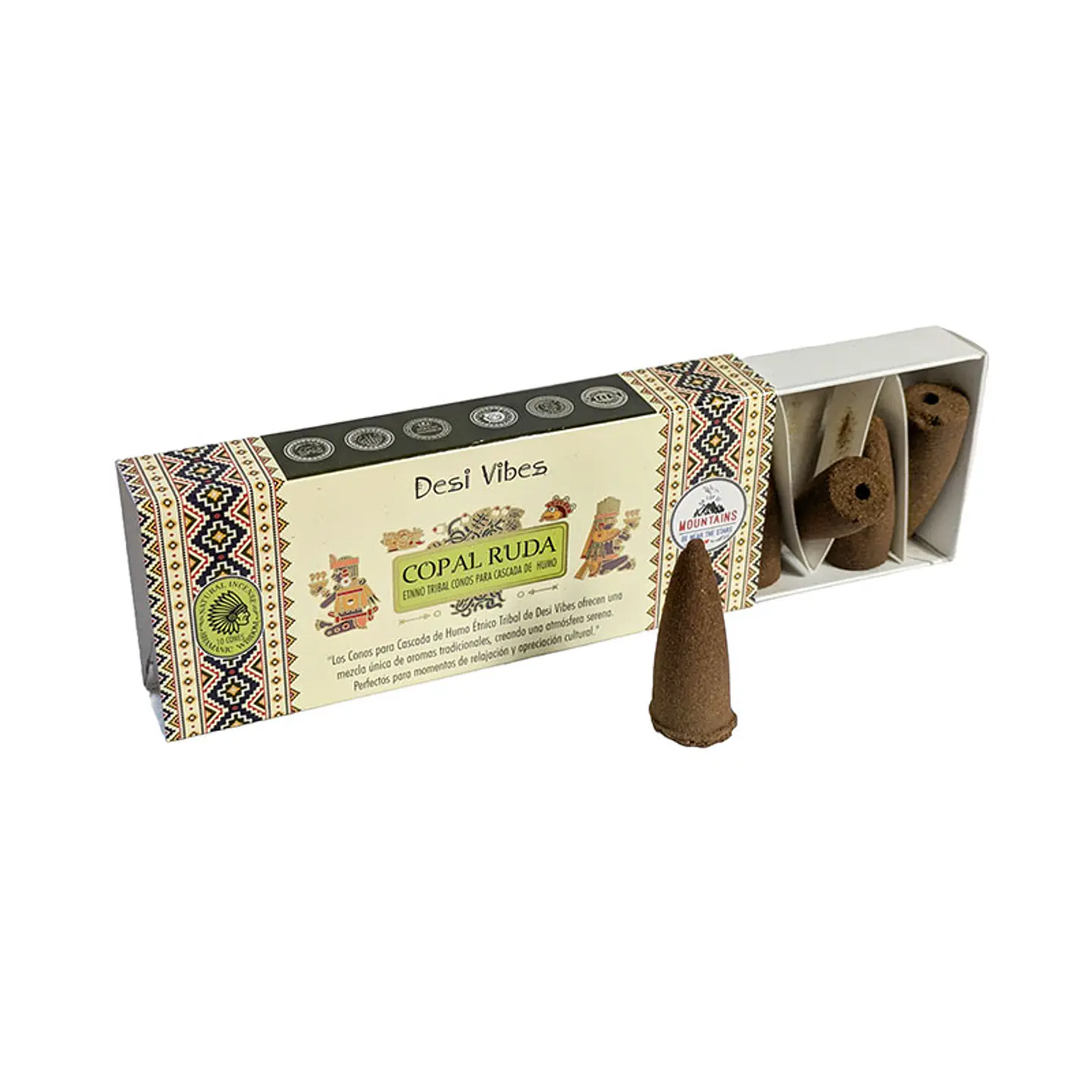 Incienso Cono Cascada Jumbo Copal Ruda - Desi Vibes  1