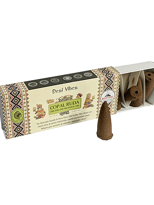 Incienso Cono Cascada Jumbo Copal Ruda - Desi Vibes 