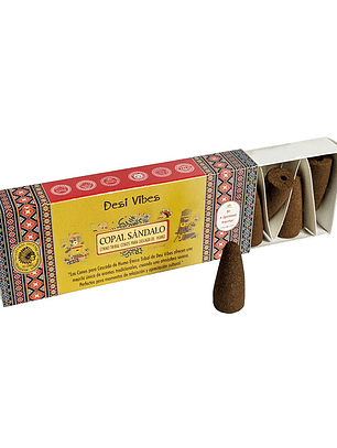 Incienso Cono Cascada Jumbo Copal Sándalo - Desi Vibes 