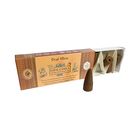 Incienso Cono Cascada Jumbo Copal Canela - Desi Vibes 