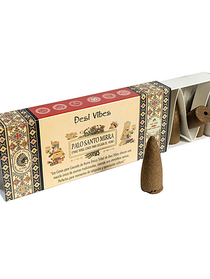 Incienso Cono Cascada Jumbo Palo Santo Mirra - Desi Vibes 