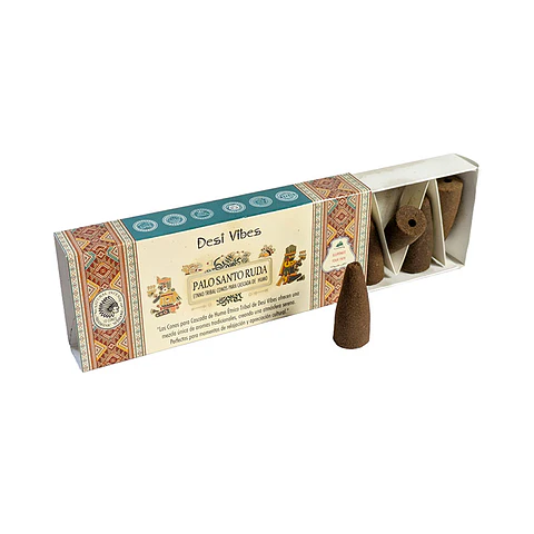 Incienso Cono Cascada Jumbo Palo Santo Ruda - Desi Vibes 