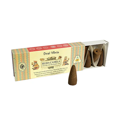 Incienso Cono Cascada Jumbo Ruda Canela - Desi Vibes 