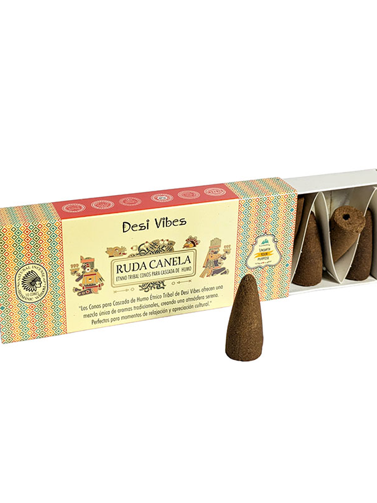 Incienso Cono Cascada Jumbo Ruda Canela - Desi Vibes  1