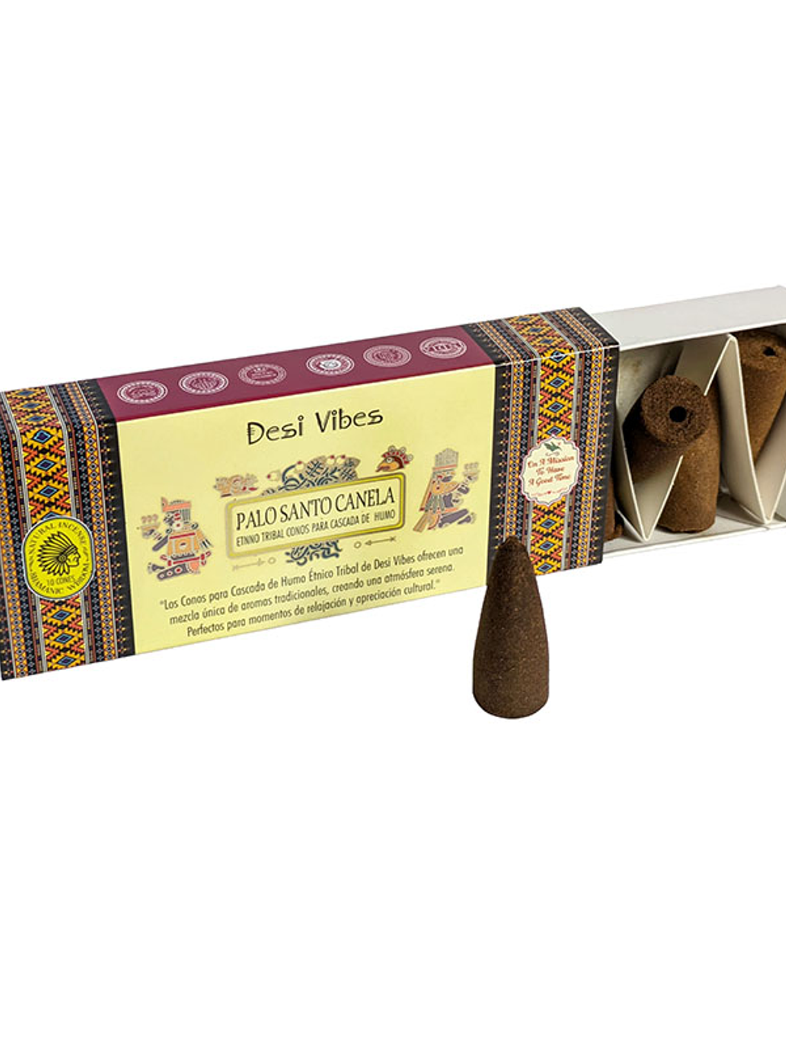Incienso Cono Cascada Jumbo Palo Santo Canela - Desi Vibes  1