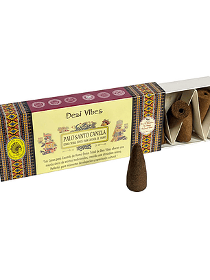 Incienso Cono Cascada Jumbo Palo Santo Canela - Desi Vibes 