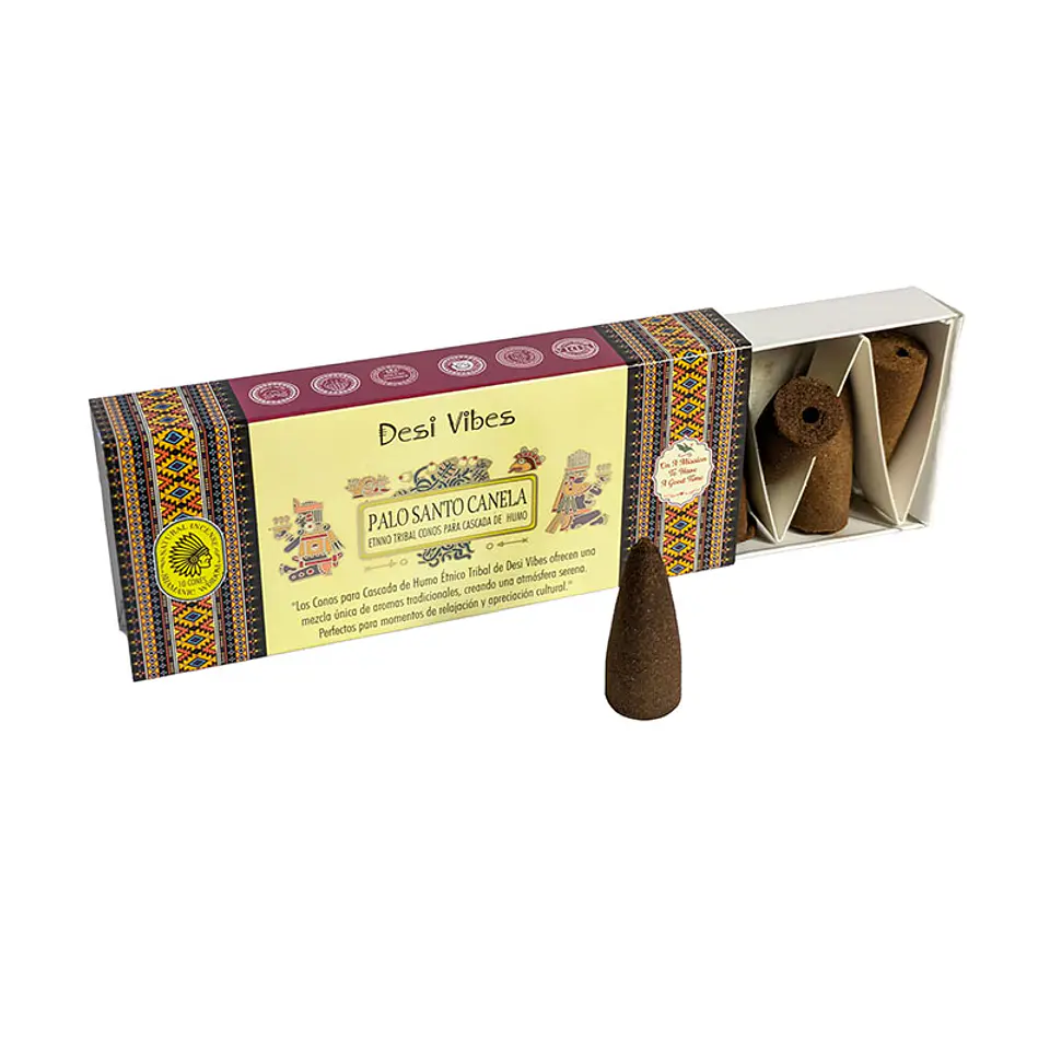 Incienso Cono Cascada Jumbo Palo Santo Canela - Desi Vibes  1