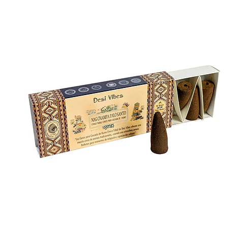 Incienso Cono Cascada Jumbo Nag Champa Palo Santo - Desi Vibes 