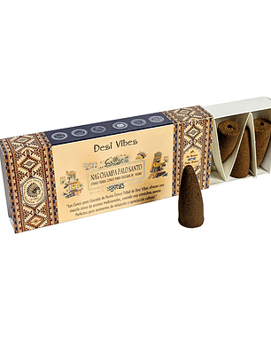 Incienso Cono Cascada Jumbo Nag Champa Palo Santo - Desi Vibes 
