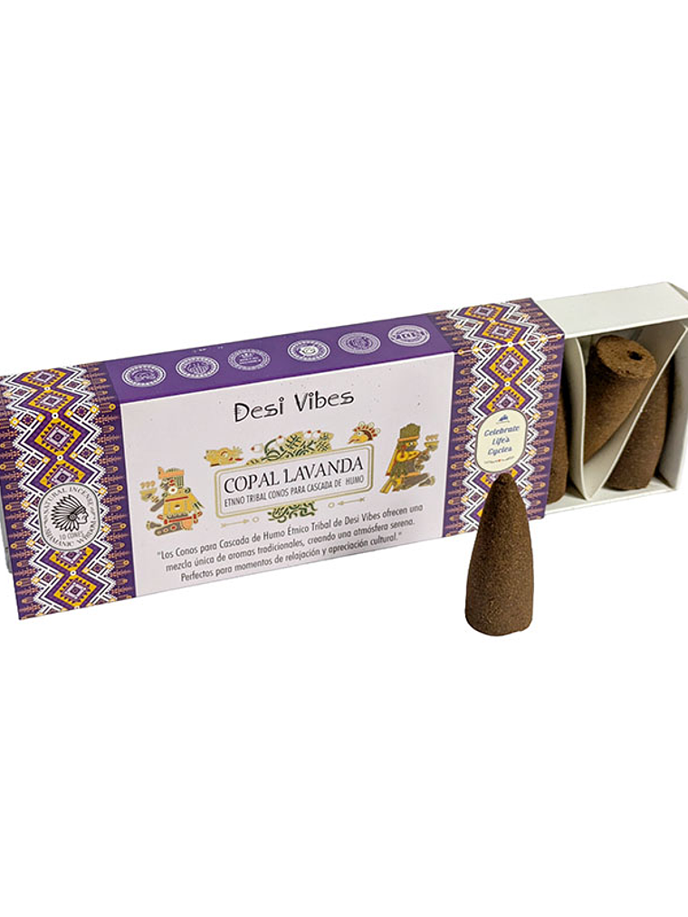 Incienso Cono Cascada Jumbo Copal Lavanda - Desi Vibes  1