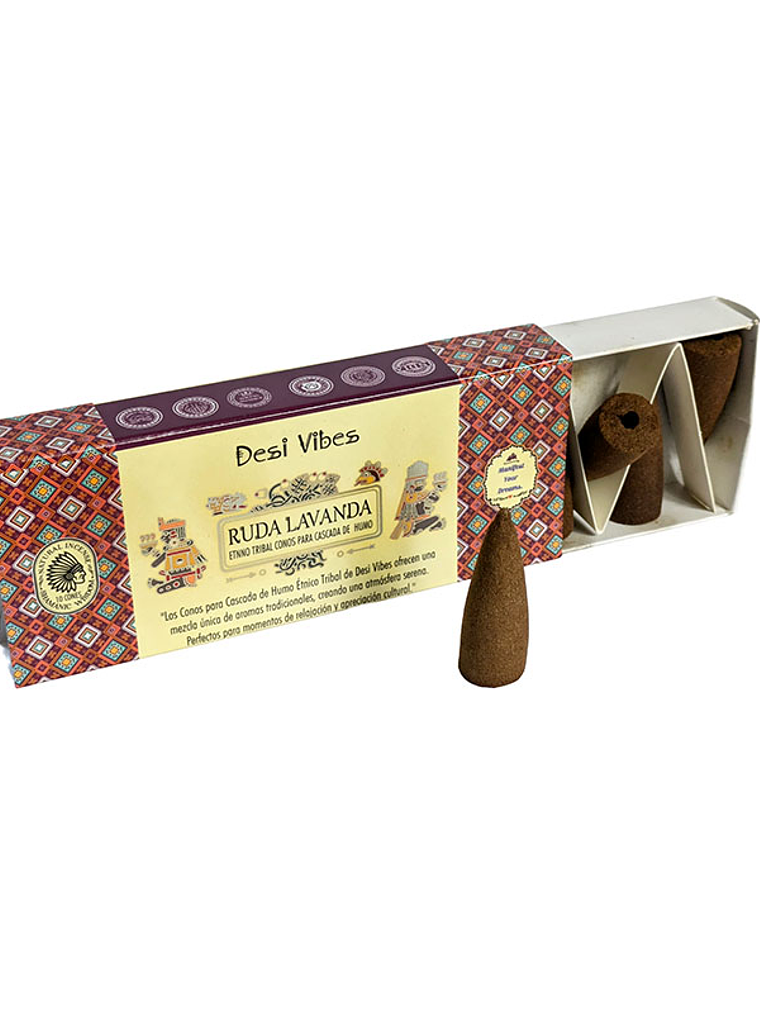 Incienso Cono Cascada Jumbo Ruda Lavanda - Desi Vibes  1