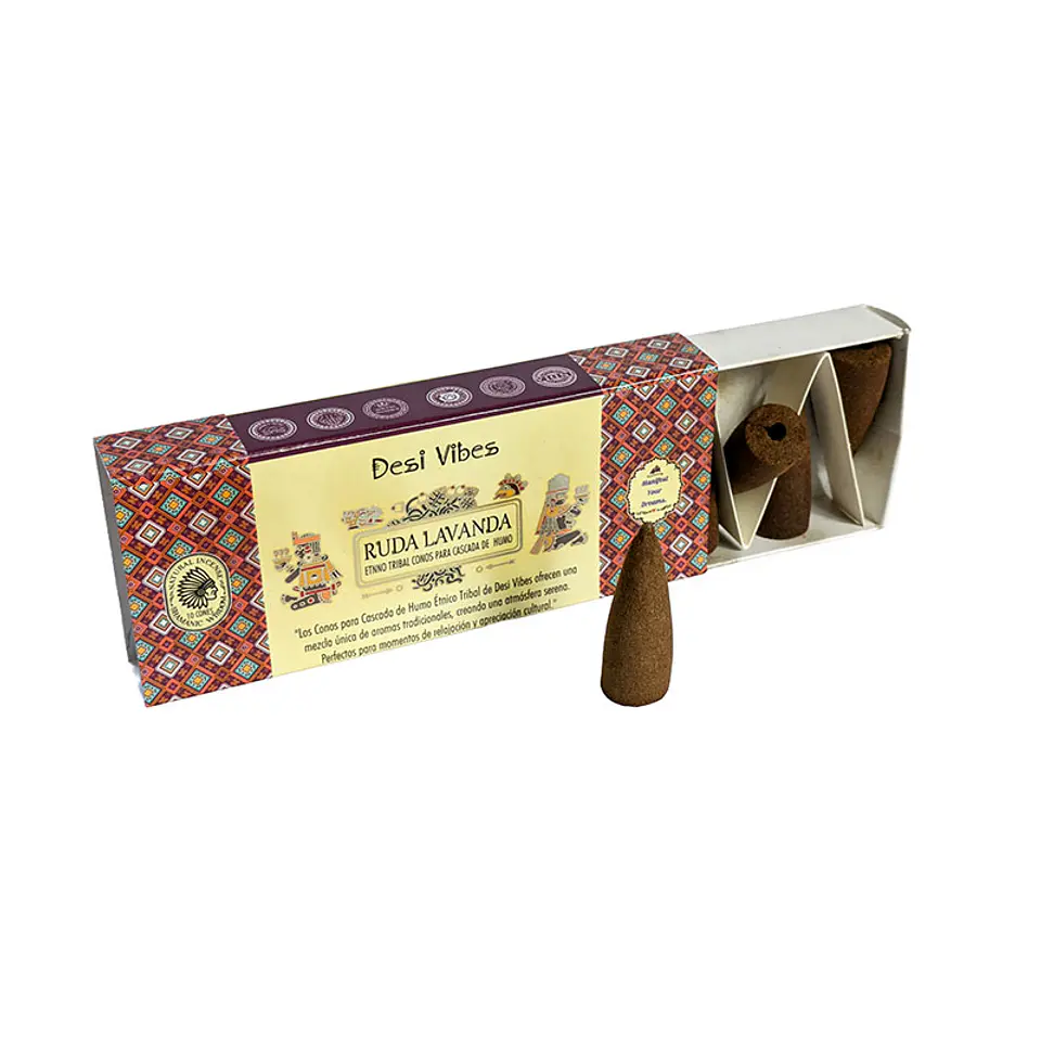 Incienso Cono Cascada Jumbo Ruda Lavanda - Desi Vibes  1