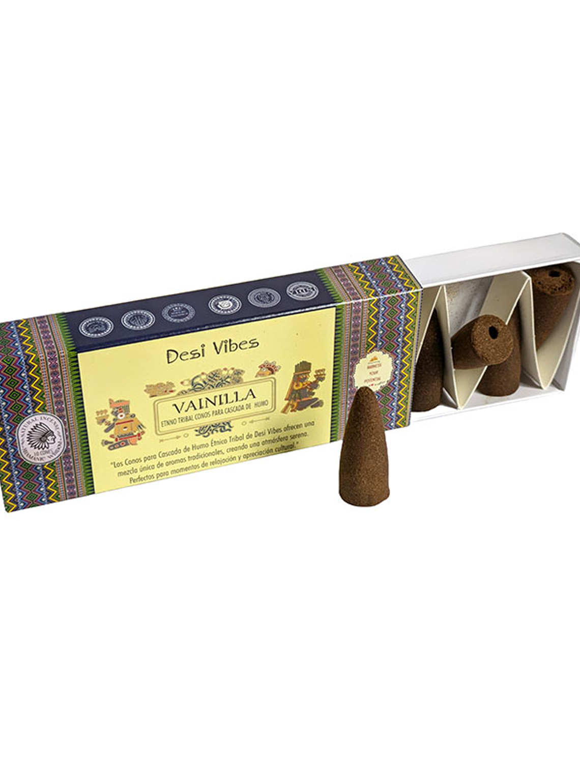 Incienso Cono Cascada Jumbo Vainilla - Desi Vibes  1