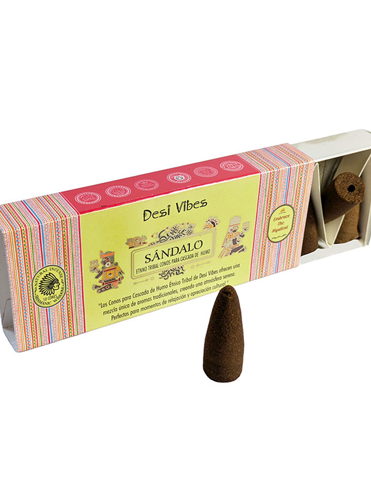 Incienso Cono Cascada Jumbo Sándalo - Desi Vibes  1
