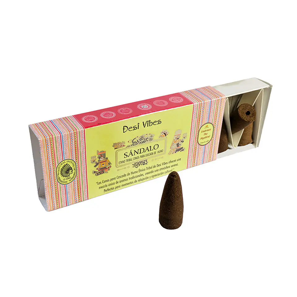 Incienso Cono Cascada Jumbo Sándalo - Desi Vibes  1