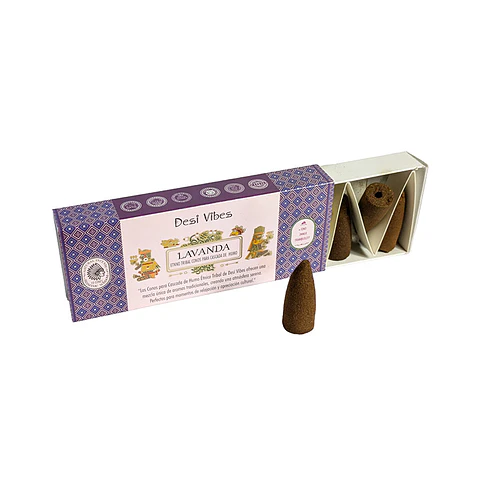 Incienso Cono Cascada Jumbo Lavanda - Desi Vibes 