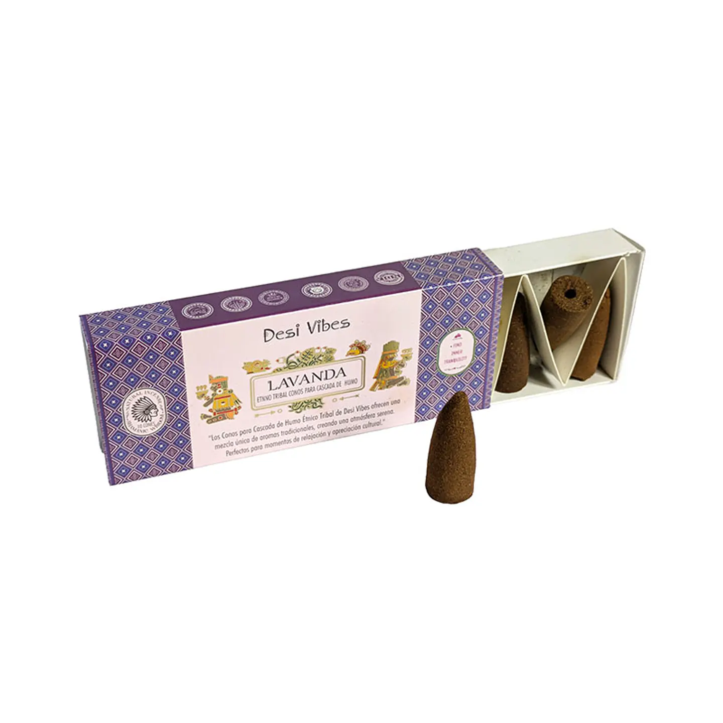 Incienso Cono Cascada Jumbo Lavanda - Desi Vibes  1
