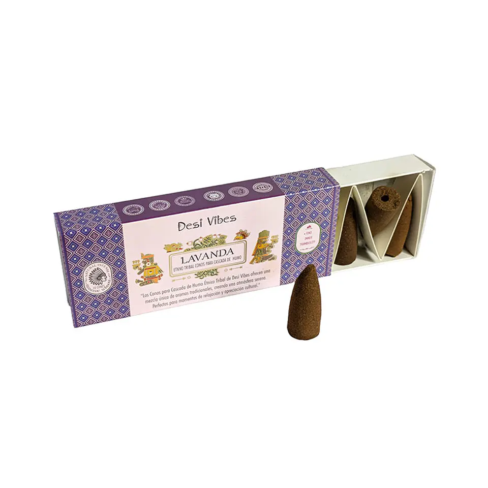 Incienso Cono Cascada Jumbo Lavanda - Desi Vibes  1